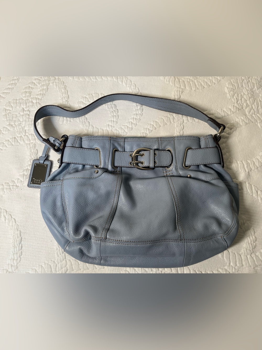 Tignanello Light Blue Pebbled Leather Purse